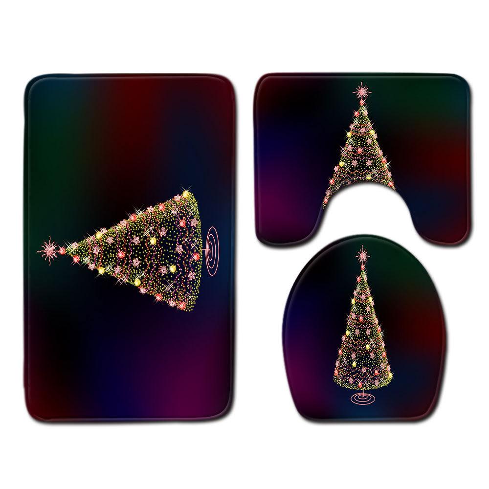 Christmas Bathroom Floor Mat Toilet Three-Piece Set