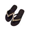 Summer rhinestone slippers women summer wear beach shoes clip drag cool slippers slope heel flip-flops women