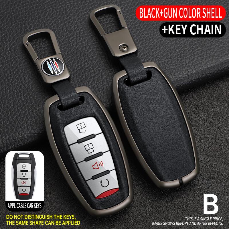 Zinc Alloy+Leather Auto Smart Key Fob Cover Case Protective Housing Remote Fit For Great Wall Poer GWM Vanguard Auto Key Fob Decoration Housing