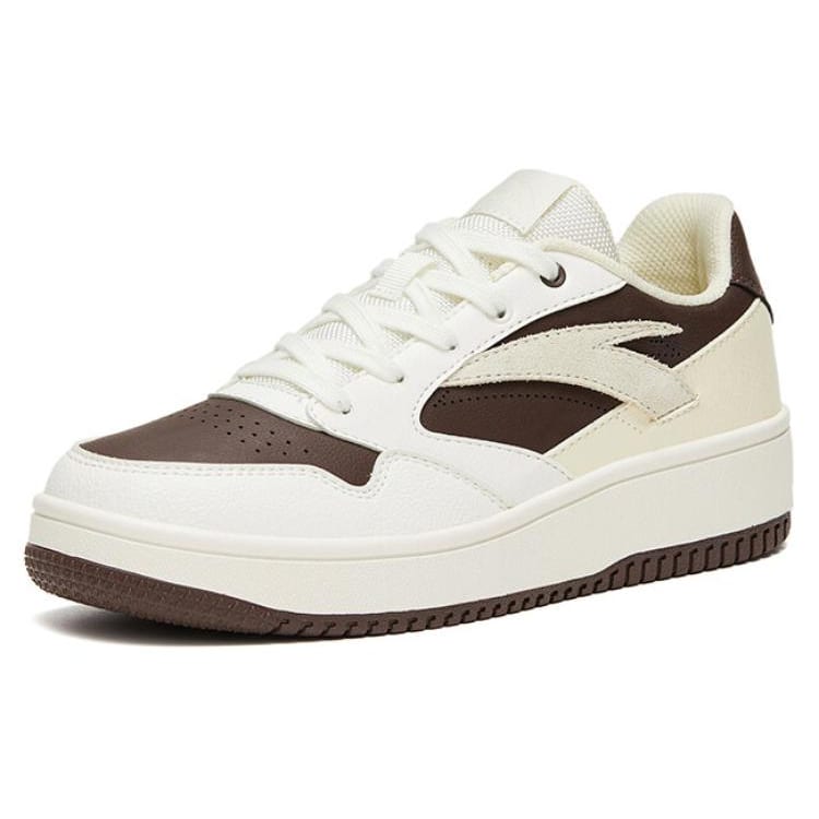 Anta Life Collection 0 Sensory Slip Resistant Abrasion Resistant Low top Skateboard Shoes Women's White Brown 922318060-1