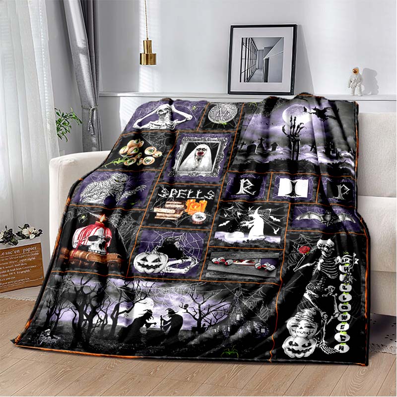 Halloween Terrifying Pumpkin Surprise Soft Blanket Home Room Sofa Bed Warm Travel Picnic Leisure Office Oversized Gift Blanket