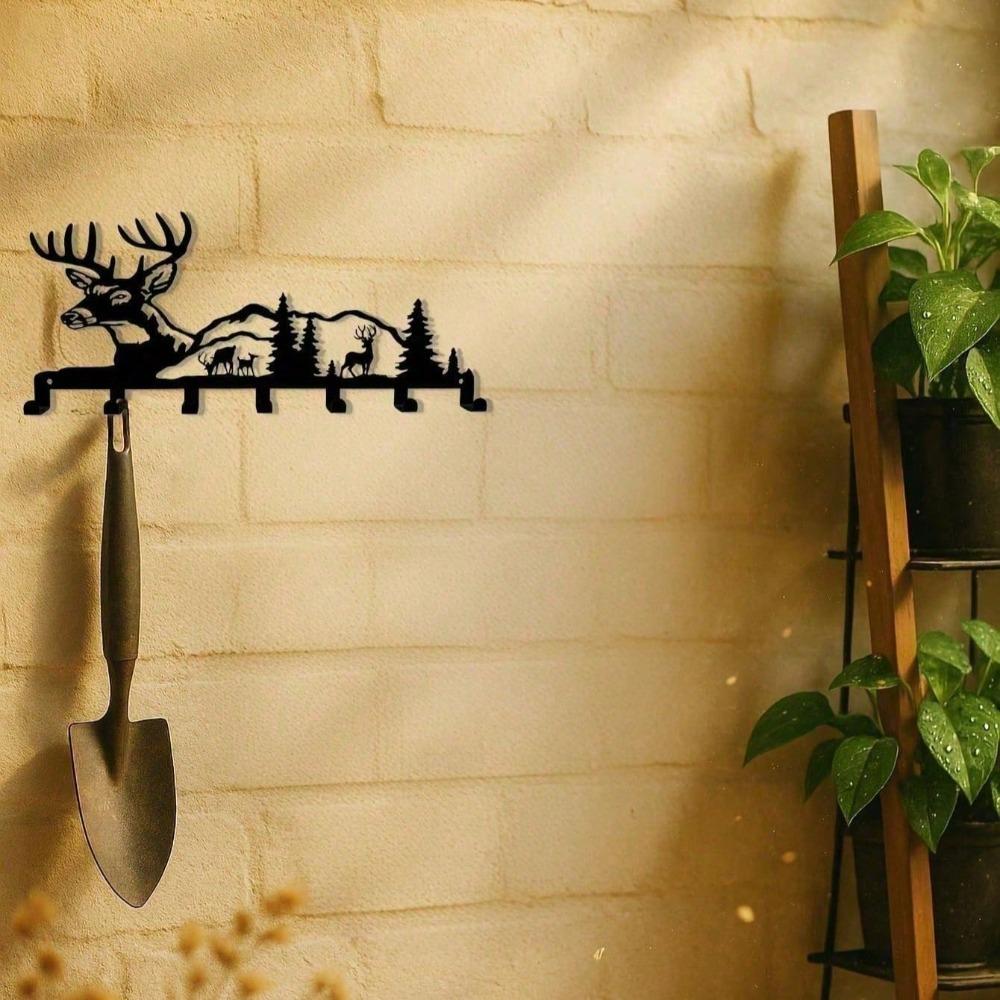 Bohemian Deer Key Holder Wall Organizer 5 Hooks for Keys Coats Hats Nature Farmhouse Cottage Christmas Gift