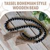 A20F-Wood Bead Garland Farmhouse Decor Wooden Beads With Tassel Boho Wall Rustic Home Coffee Table Decor Prayer Beads