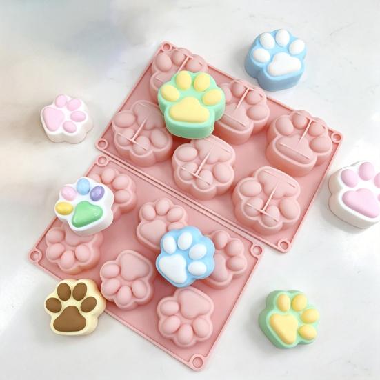 Cat Paw Silicone Mold Food-Grade Chocolate Mousse Cake Mold Easy-Release Reusable Baking Mold for DIY Dessert Soap Decompression Toy