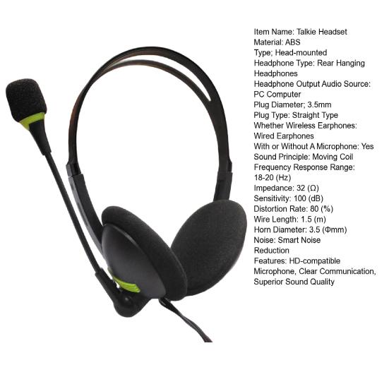 Dual Socket Wired HD-compatible Microphone Superior Headset with Sound Quality Wired Headphones