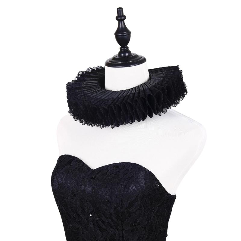 Comfortable Elizabethan Neck Ruff Victorian Ruffle Choker Adjustable Neck Ruff for Medieval Costume