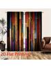 2pcs Colorful Wooden Plank Patterned Curtains, Design for Living Room Bedroom Retro Home Window Decoration, Rod Pocket Curtains