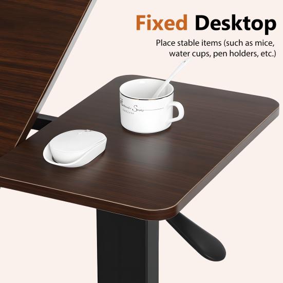 31.5" Mobile Standing Desk with 70-degree Tiltable Desktop, Overbed Bedside Table with Wheels, Height Adjustable Rolling Laptop Desk for Home Office,