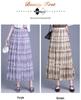 Elegant Spring 2026 Plaid Pleated A-line Skirt with Wide Hem