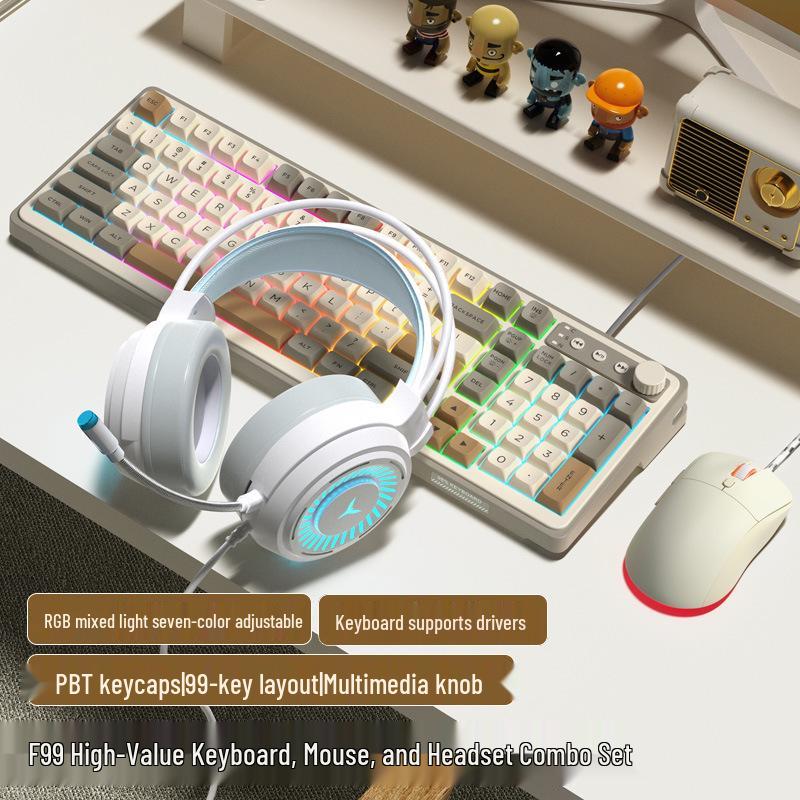 Women's Wireless Bluetooth Mechanical Keyboard & Mouse Set with Brown Switch Feel for Office and Gaming