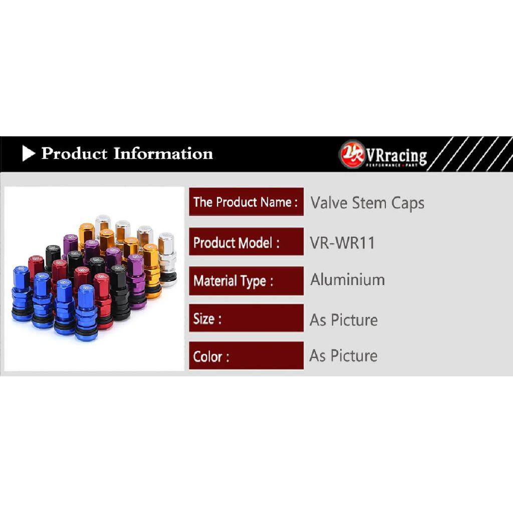 4pcs / Set Universal Motorcycle Car Wheel Tubeless Tire Valve Air Caps for Tire Valve Stem Aluminum Metal Air Valve Stem VR-WR11