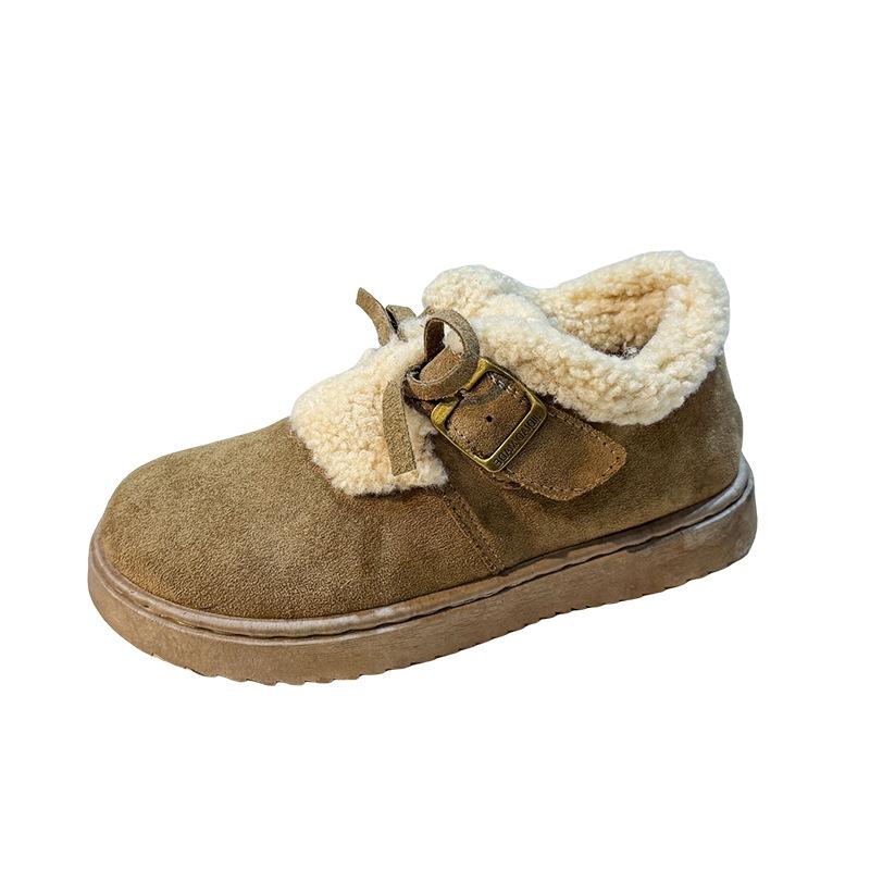 New low-top buckle snow boots for women in winter, new thick-soled Korean version of student velvet thickened warm cotton shoes for women
