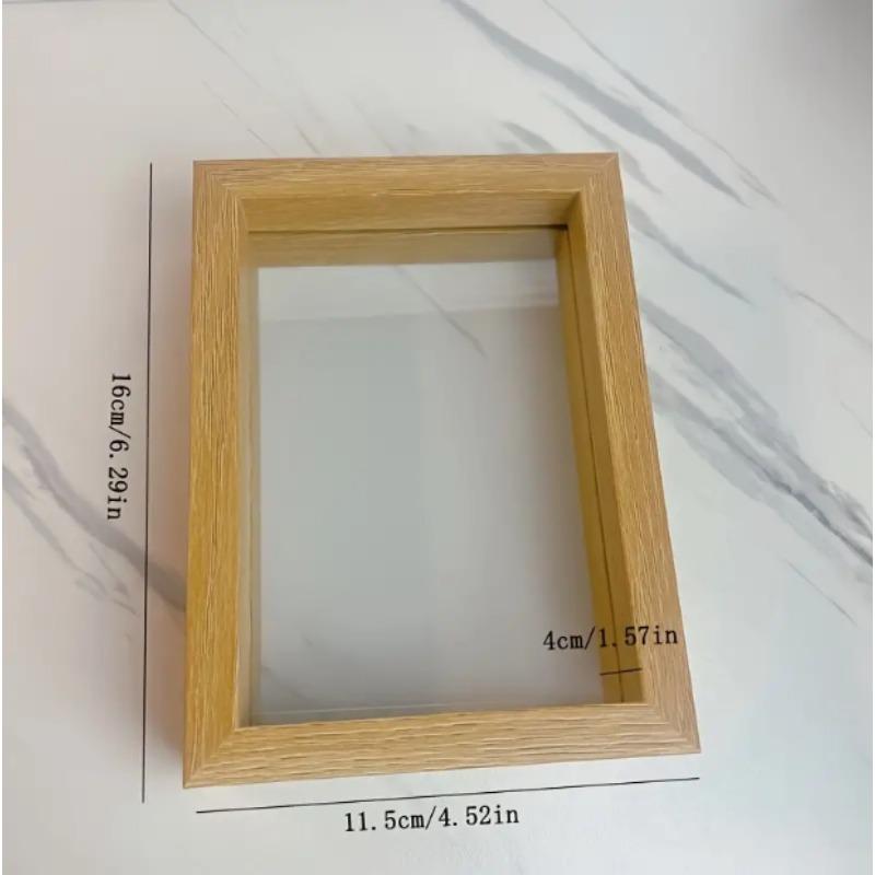 

Double sided glass leaf carved photo frame, rectangular leaf display frame, European wooden photo frame, DIY, home decoration S