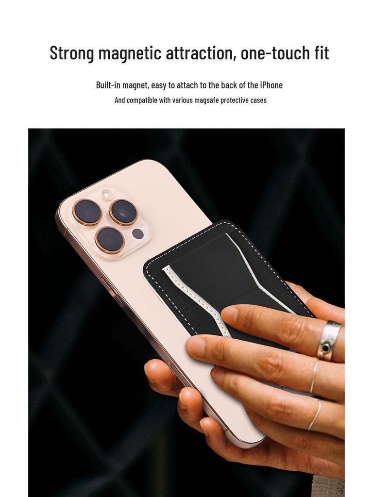 Magnetic Card Holder PU Leather Phone Stand Compatible with MagSafe