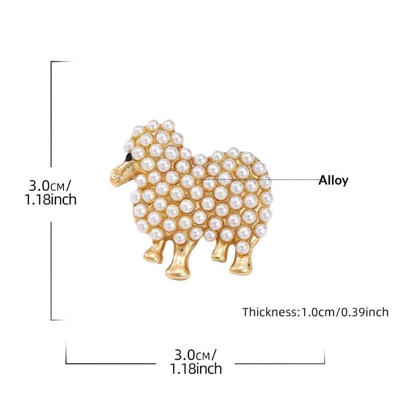 Delicate Faux Pearl Inlaid Sheep Brooch Lightweight Durable Lapel Pin for Graduation Party Daily Outfit Women Accessory