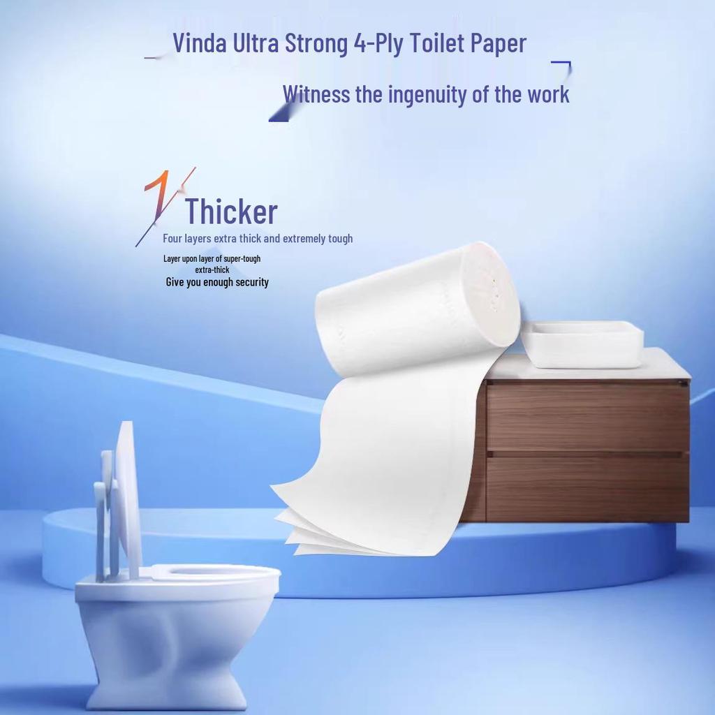 Vinda 24-Roll Unscented Four-Layer Coreless Toilet Paper, 4500g, Super Tough