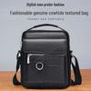 Bolsa de ombro vertical de couro genuíno masculina e pasta de mensageiro