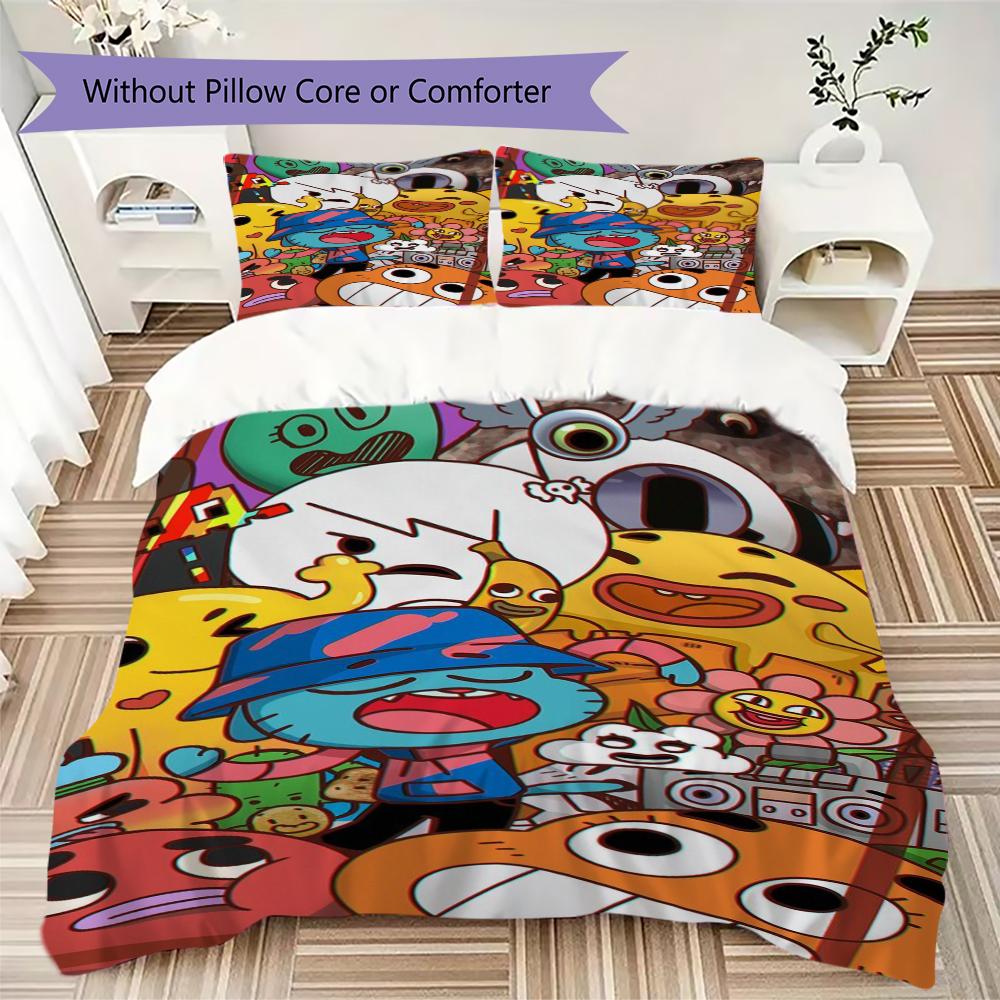 Amazing World Gumball Pattern Bedding uilt Set uilt Cover Pillowcase Home Decoration Birthday Gift (1 * duvet cover + 2 * pillowcase without core)196