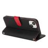 For iPhone 13 Mini Stand Case Litchi Texture Genuine Cow Leather Wallet Phone Cover RFID Blocking