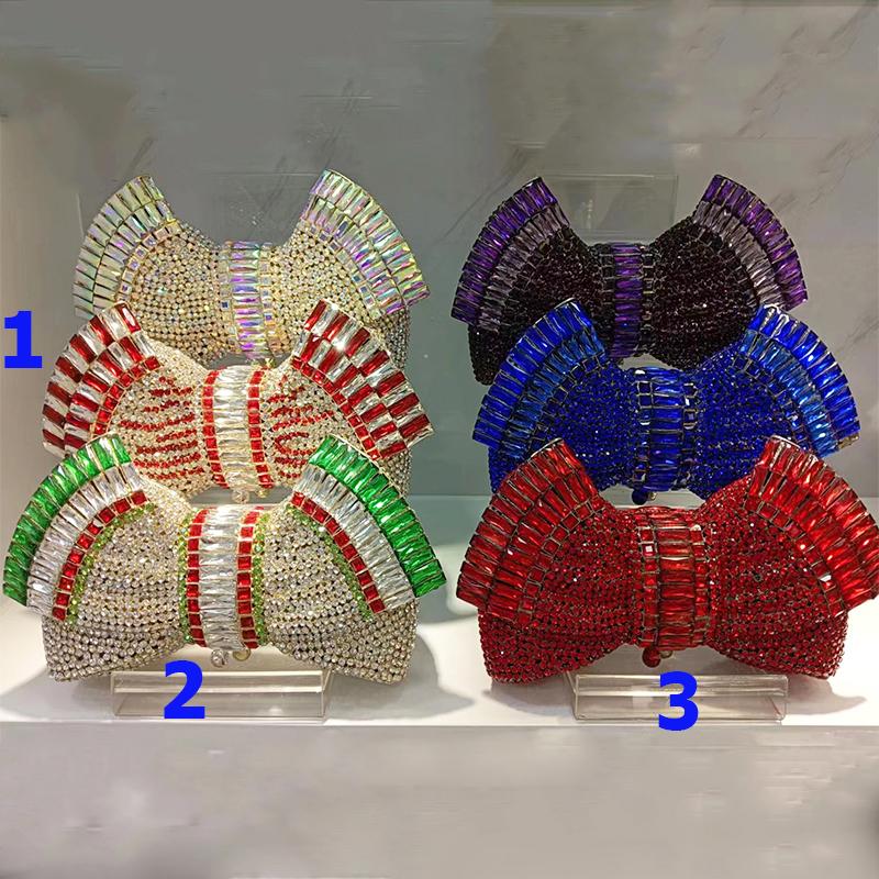 Grüne Schleife Strass-Tasche Kristall-Geldbörse Formelle Abend-Clutches Diamant-Geldbörsen Damen Hochzeits-Ball-Handtaschen Dinner-Ball-Clutch