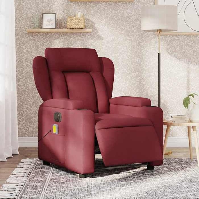 VidaXL Electric Reclining Massage Armchair Bordeaux Red Fabric 3204473