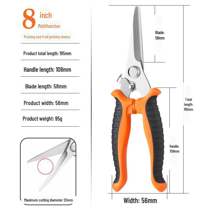 Foarfece de tăiere pentru grădinărit din oțel inoxidabil pentru ramuri, flori, recoltare fructe și aranjamente florale.