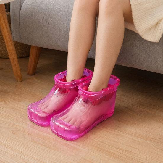 1 Pair Massage Foot Bath Shoes, Portable Feet Soaking Tub Feet Spa Shoes, Pedicure PVC Tall Foot Soaker for Foot Massage Relax