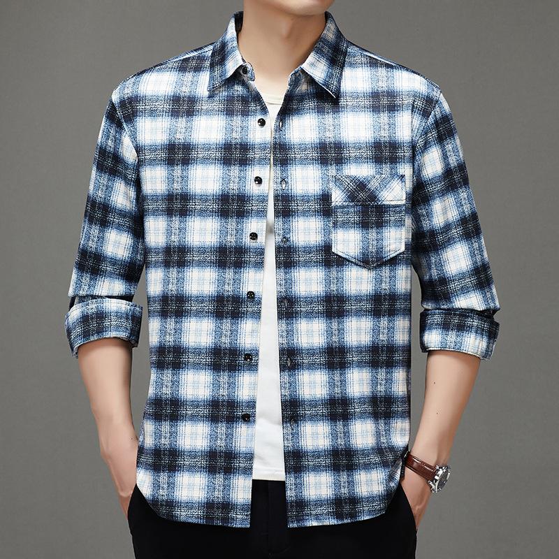 Middle-Aged & Young Casual Versatile Long Sleeve Shirt Fashion Coat Trendy M