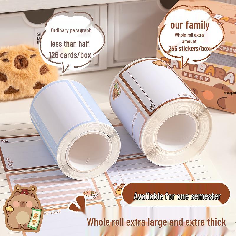 Kaba Bear Capybara Fully Adhesive Sticky Notes for Students - Error Notes & Memos