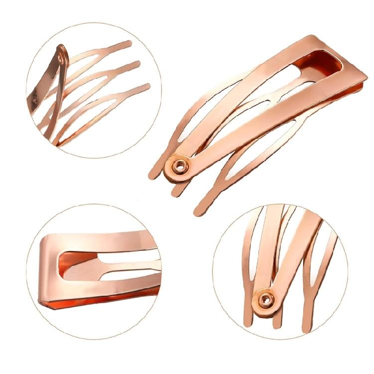 Simple Designs Metal Hair Clip with Double Grip Snap Barrettes for Women Hair Secure Hold and Electroplated Color