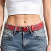 Imitation Leder Gürtel Engelsflügel Herzförmige Schnalle Gürtel, Vintage PU Punk Verstellbar Nietenbesetzt Auffällig Statement Taille für Jeans Kleider