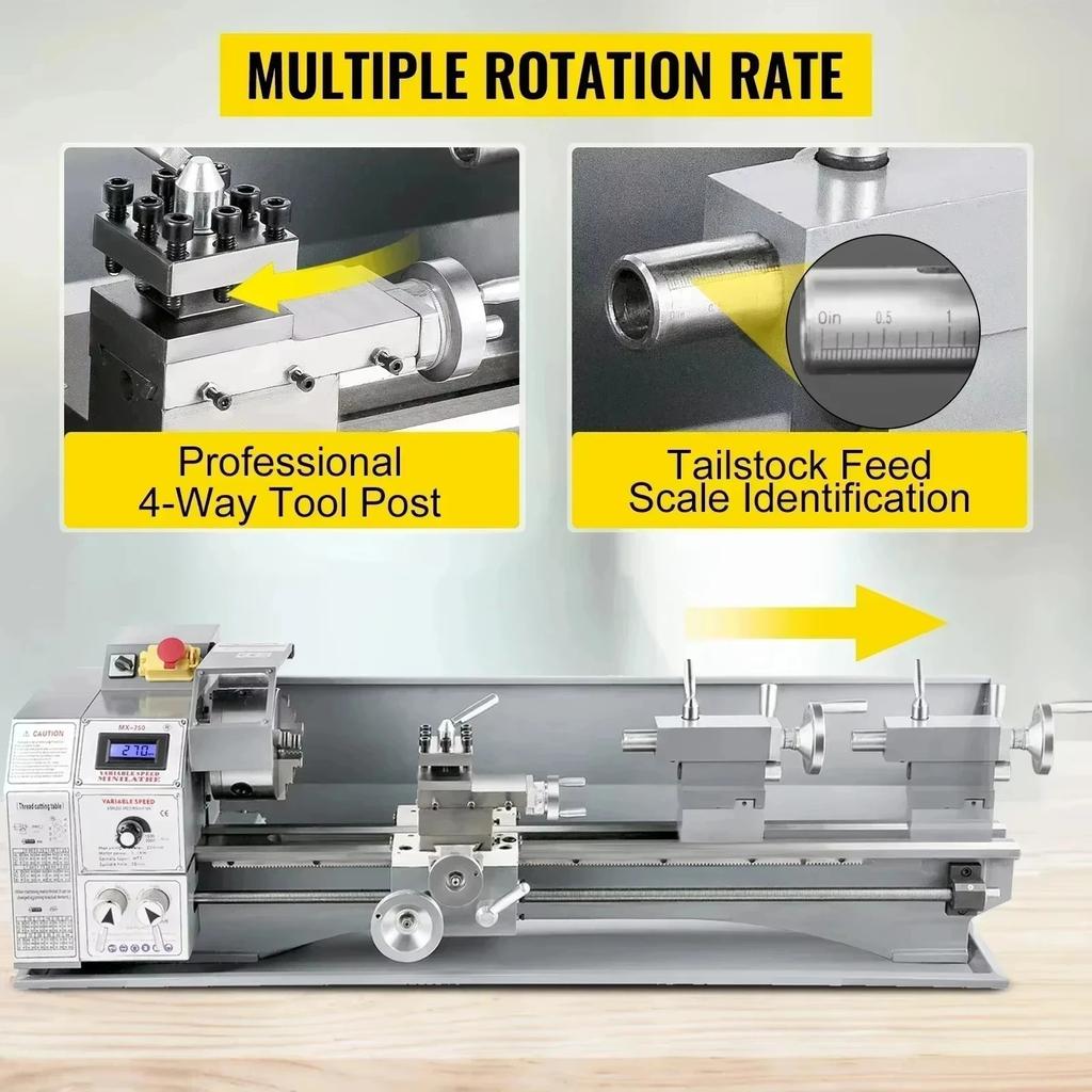 SIHAO Metal Lathe Mini 750W 220V 8.7" Swing Over Bed 29.5" Centers