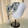 Christmas Theme Party Hat for Adult Glittering Sequins Santa Caps Festival Props Noel Hat for Holiday Family Gathering