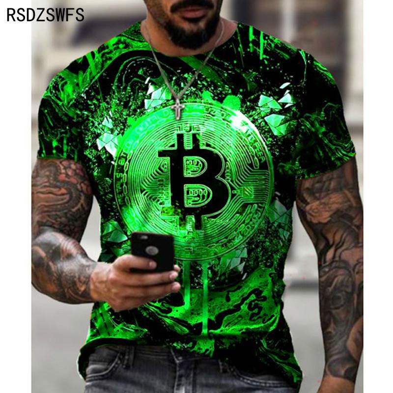Fashion Bitcoin Graphic 3D Pringting Men's T Shirt Summer Streetwear Round Neck Short Sleeve Casual Loose Tops Tee Men Clothing