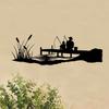 Classic Black Metal Wall Art Fishing Travel Lake View Decor for Baby Room Anniversary Home Hanging