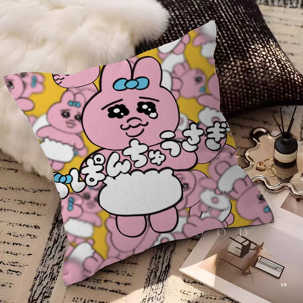 Cute Rabbit Print Pillow Cover, Durable & Machine Washable, Bedroom Decorative Cushion Cover