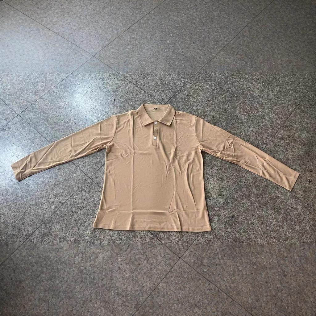 Fashionable Men's Polo Shirt Men's Long-Sleeved Sports Top Solid-Colour Loose-Fit Tops