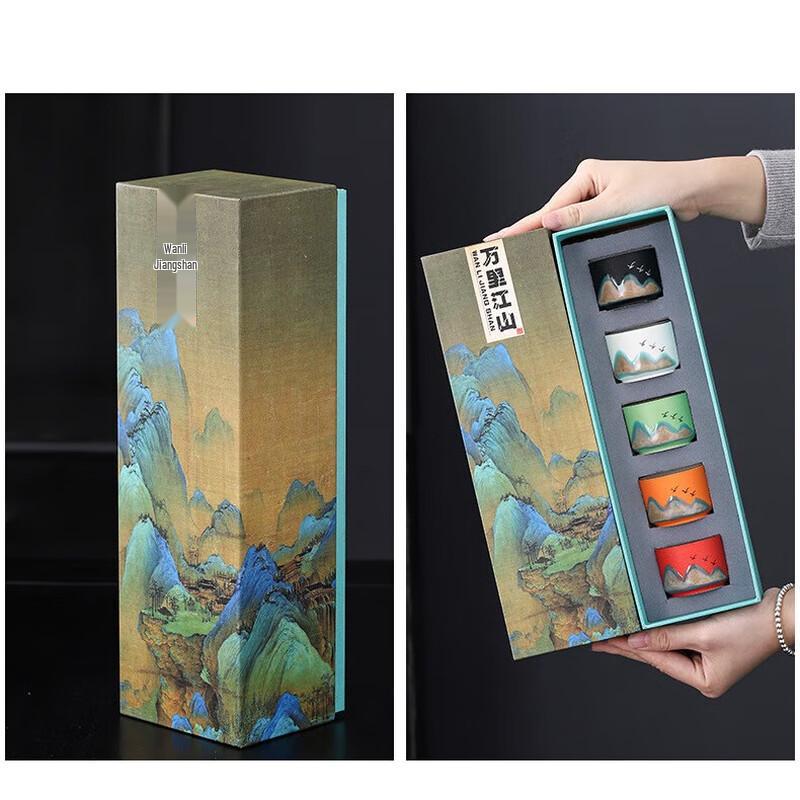 Guochao 'Ten Thousand Miles' Ceramic Master Tea Cup Gift Set