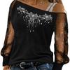 1116 Women's Fashion Clothing Casual Slant Neck Long Sleeve Top Women's Off-Shoulder Loose T-Shirt