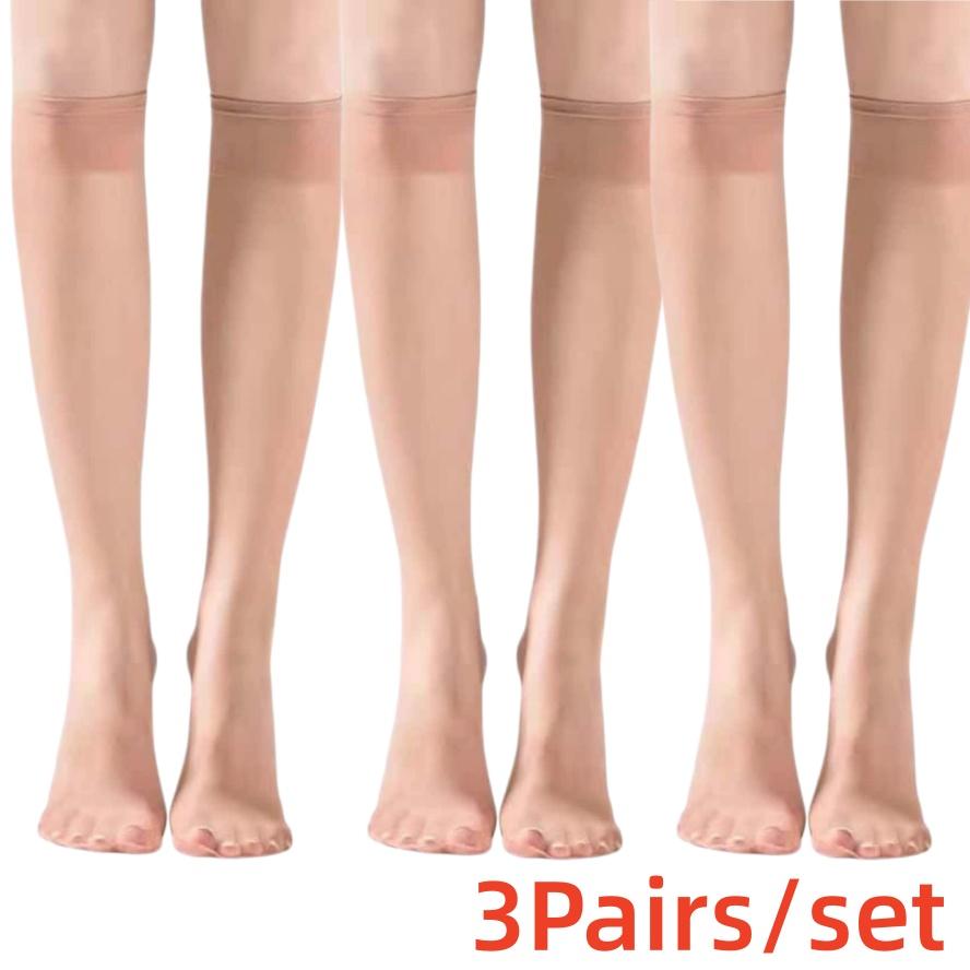3pairs SET NEW Fashion Women's Ultra Thin Transparent Mid-Calf Glass Silk Socks Sheer Stockings for Women JK Lolita Gothic Girls