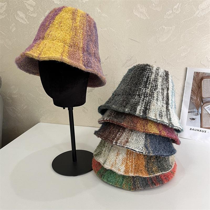 

Wool dopamine gradual change plush bucket hat women autumn and winter warm ear protection bucket hat M（56-58cm） помаранчевий