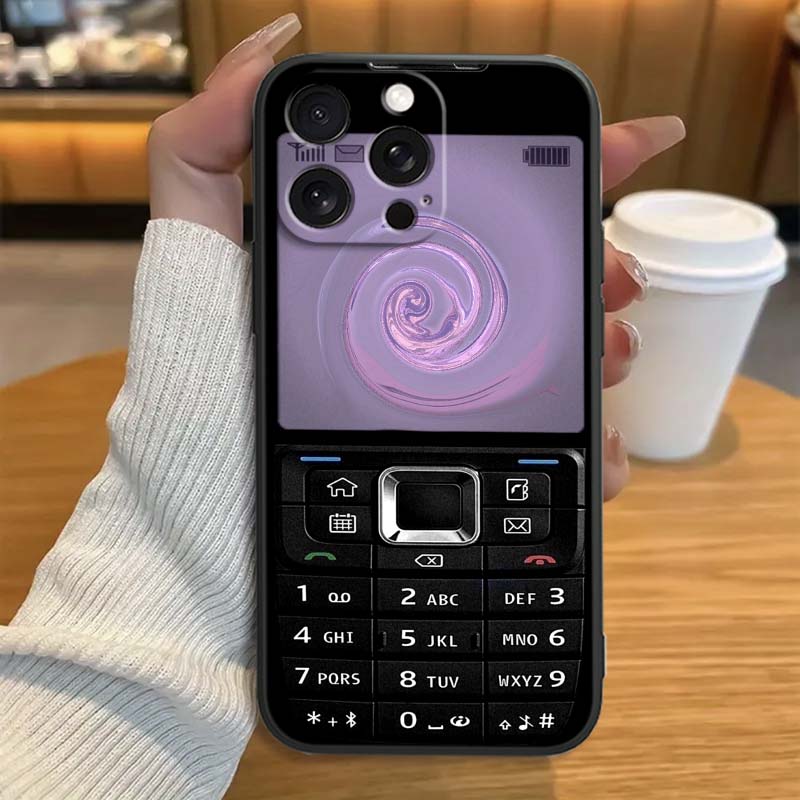 Luxury Vintage Phone Pattern Phone Case For Apple iPhone 17 16 16E 15 14 13 12 11 Pro Max Plus Black Soft Silicone