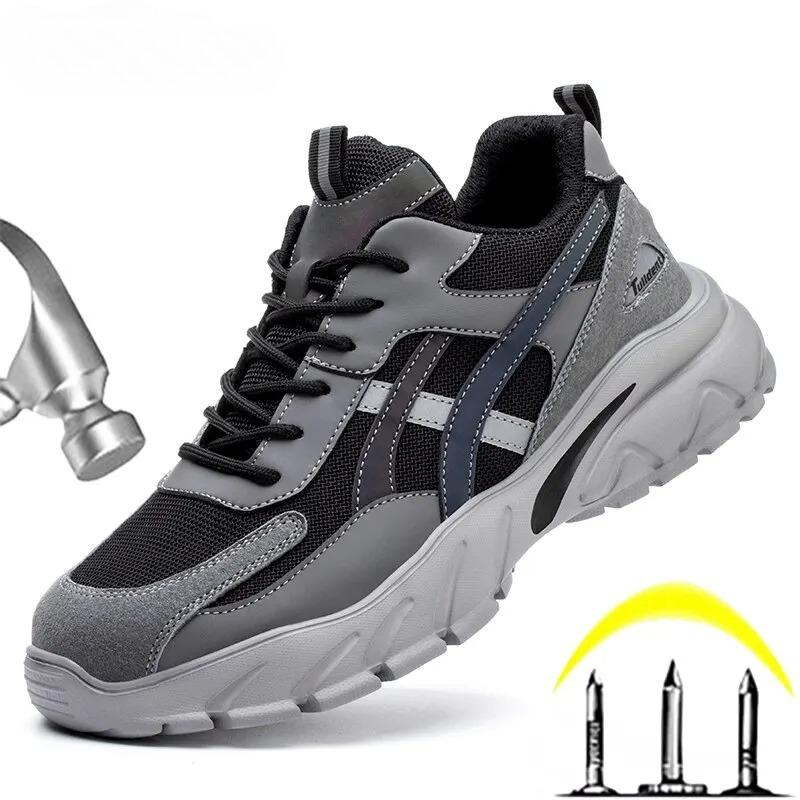 Man Safety Shoes Puncture-Proof Work Sneakers Lightweight Work Shoes Men Steel Toe Shoes Safety Boots Indestructible Shoes