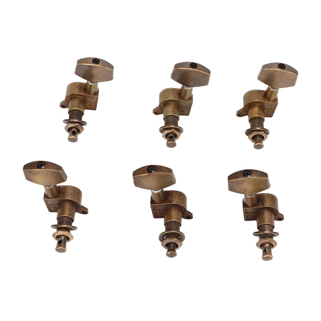 6 Pcs Guitar Tuning Pegs 3L3R Metal Bronze Heavy Internal Gear Electric Guitar Machine Heads Tuning Key