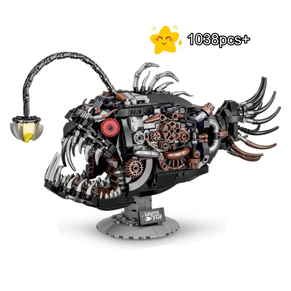 NEW Mechanical Lantern Fish Building Blocks for Kids MOC Assembling Model Bricks Toys Birthday Christmas Halloween gifts