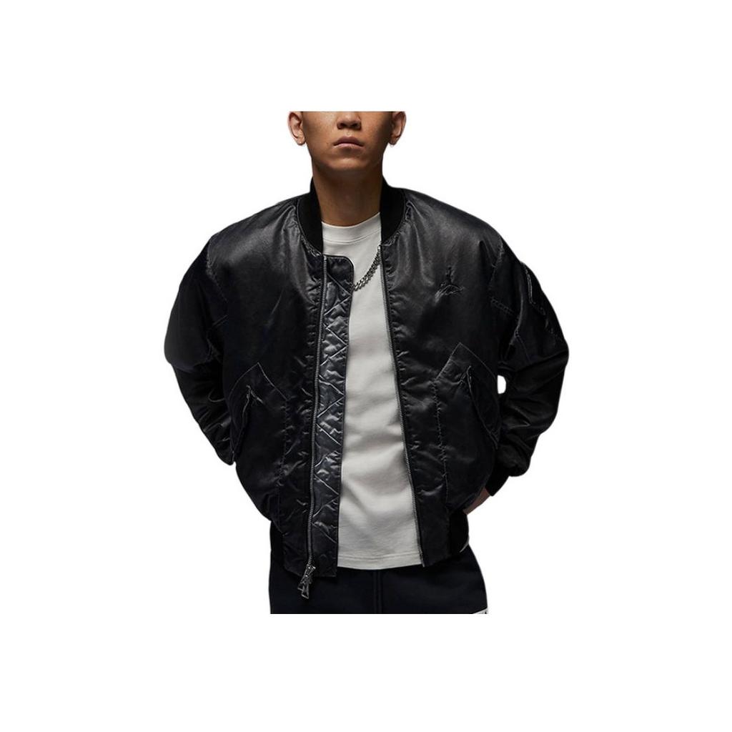 Jordan Jednobarevné logo výšivka design ležérní volná bunda s dlouhým rukávem pánské bundy černá FN6544-010