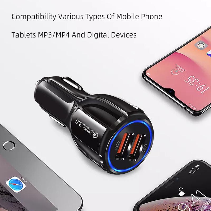 Dual USB QC3.0 Car Charger for Samsung & Huawei - Fast Charging On-Board Adapter