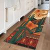 Vintage Desert Sunset Cactus Long Runner Rug Exquisite Geometric Border Soft Washable Non-slip Mat for Hallway Corridor