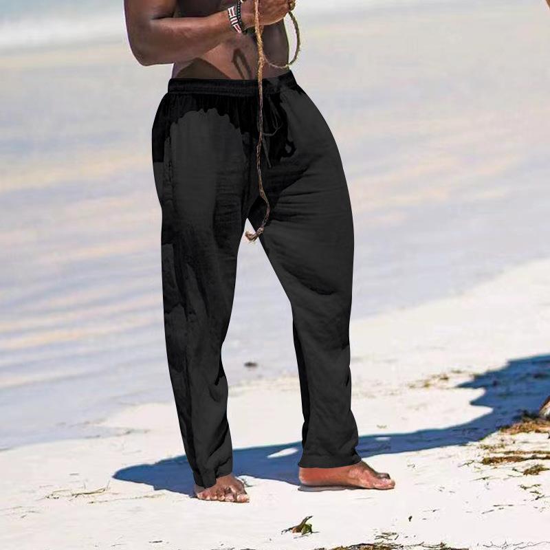 Men Loose Wide Leg Thin Breathable Casual Sports Solid Long Pants