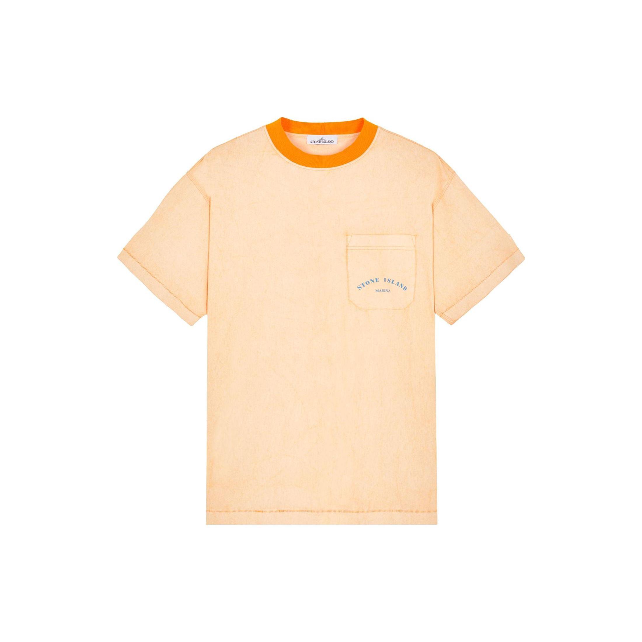 Stone Island Ss23 Marina Series Crew Neck Ribbed Front Pocket Letter Print Short Sleeve T-Shirt Men T-Shirt Orange 7815216X4-V0032 S 16270₽